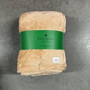 Kate Spade Oversized King Beige Taupe Tan Fleece Blanket Comforter Throw Bedding